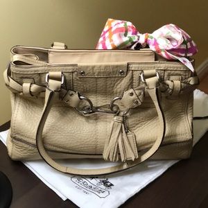 COACH Hamilton Cream Leather Satchel